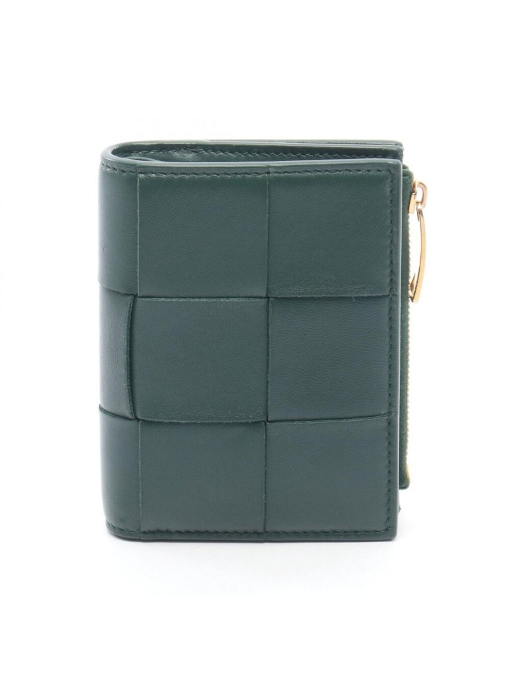 Bottega Veneta Bifold Wallet Small Cassette Maxi Intrecciato Dark Green Leather - Picture 1 of 8